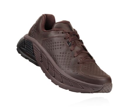 Hoka One One Gaviota Usnje Moški Trail Tekaški Čevlji Kava / Črna SI-497236G